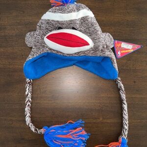 NBA NY Knicks Sock Monkey Hat with Braids One Size Fits Most NWT